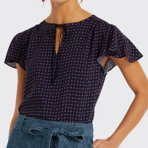 Draper James Flutter Sleeve Tie Neck Top